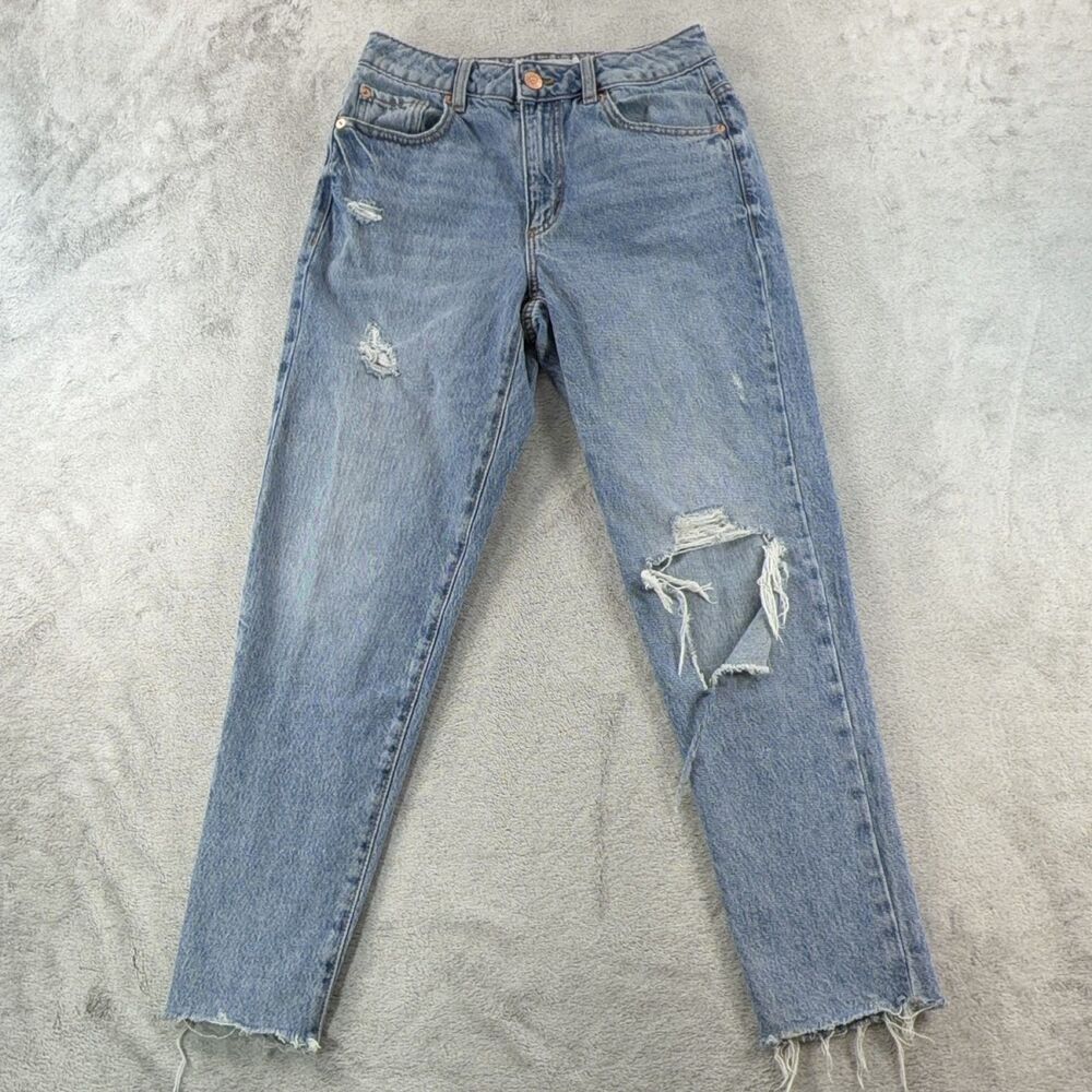 Garage Mom Jeans Women 3 26x26 Blue Distressed Stretch Denim Mid Rise Button